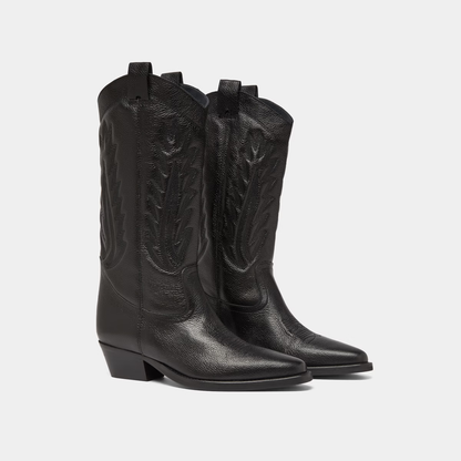 Bottes à bouts pointus et surpiqures apparentes